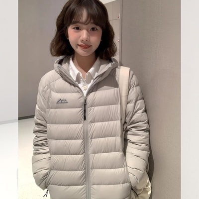 灰色轻薄排骨羽绒服女短款2025
