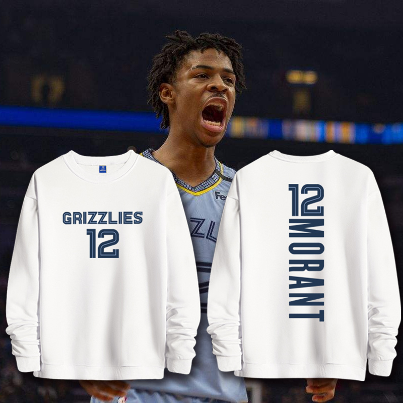 可定制灰熊贾莫兰特训练卫衣男运动宽松秋冬保暖长袖圆领套头外套