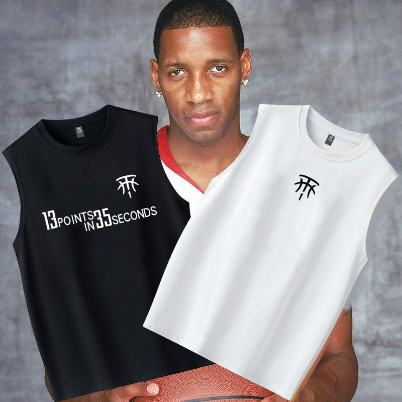 纯棉篮球运动麦蒂t-mac麦迪时刻35秒13分纪念无袖t恤衫宽松背心潮