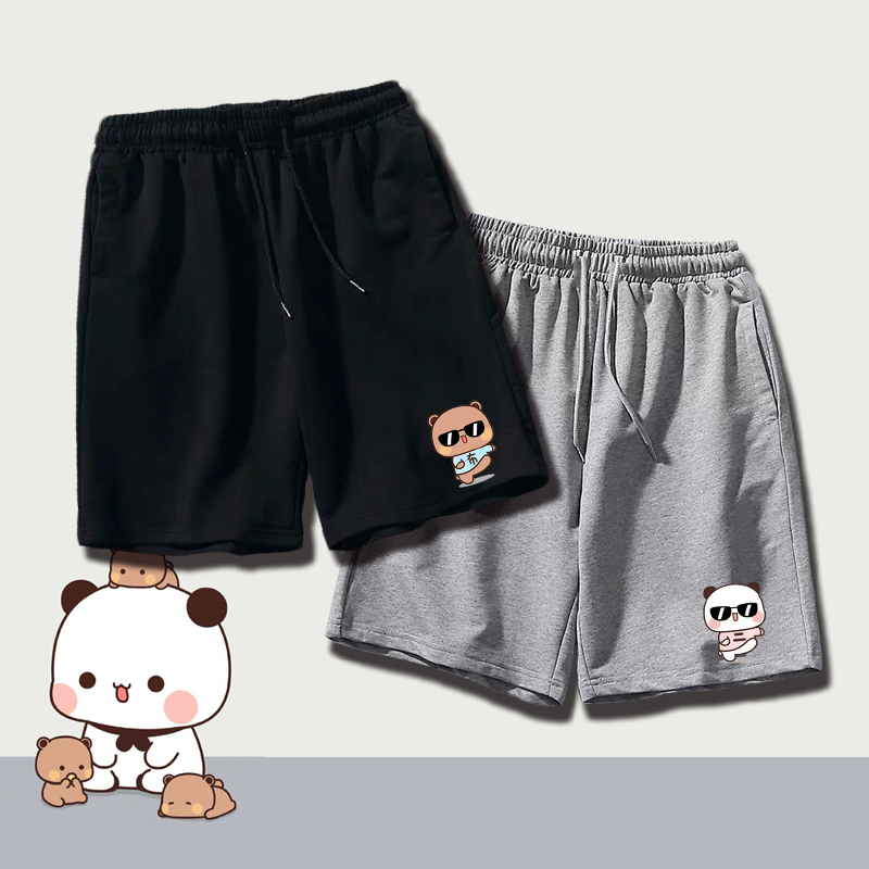 一二布布可爱小熊猫可定制纯棉夏宽松透气五分裤运动吸汗大码短裤
