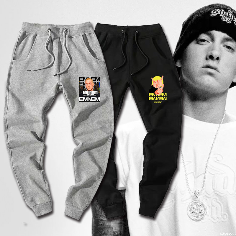 欧美姆爷埃米纳姆阿姆嘻哈说唱运动纯棉长裤ins超火小脚束口卫裤