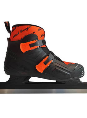 黑龙冰刀鞋硬壳高邦护踝初学入门级捷龙速滑赛刀黑色男女通用白色