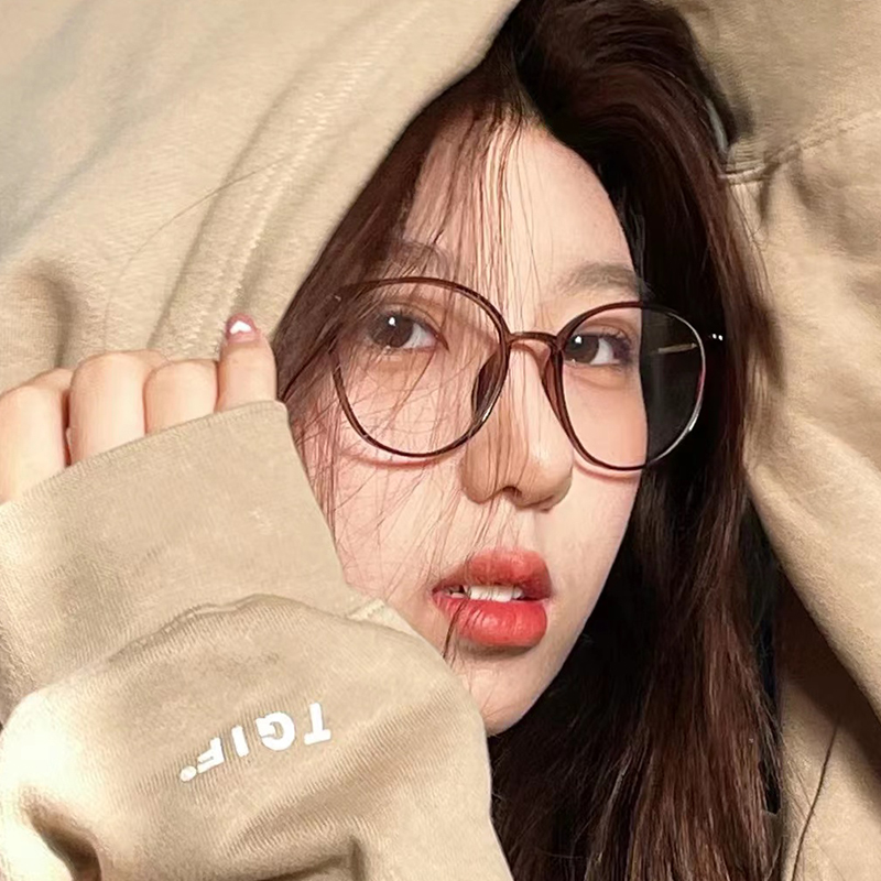 新风格TR90大圆框可配近视防蓝光眼镜护目抗疲劳不挑脸时尚素颜镜