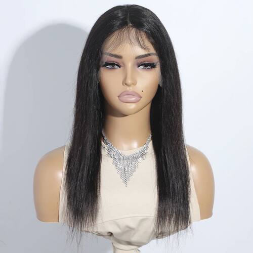 Sleek Straight Human Hair Wigs For Women 16 Inch 13X6X1 Stra