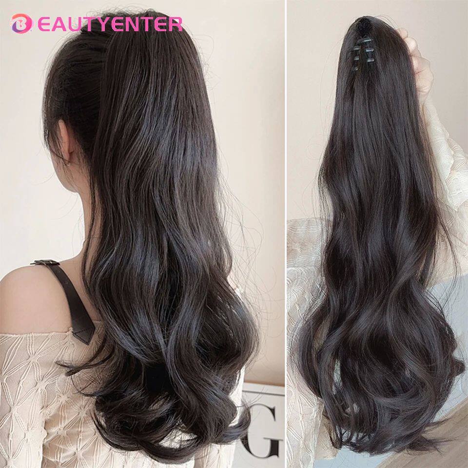 BEAUTYENTER Synthetic Long Curly Hair Band With Grab Clip Po