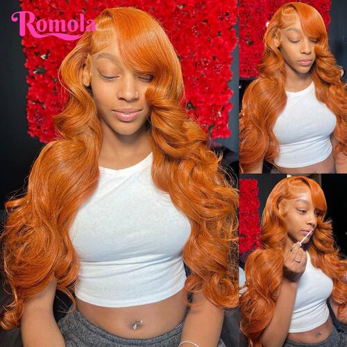 Orange Ginger 13x6 Hd Lace Frontal Wig 30 Inch Transparent C