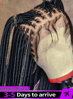 36Inch Synthetic Long Box Braided Wig Full Lace Straight Cor