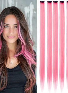 Colored Clip in Hair Extensions 22 Inch Straight Syntactic P