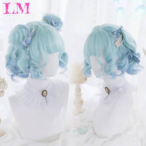Blue Ombre Short Bob Body Wave Synthetic Wigs For Women Natu
