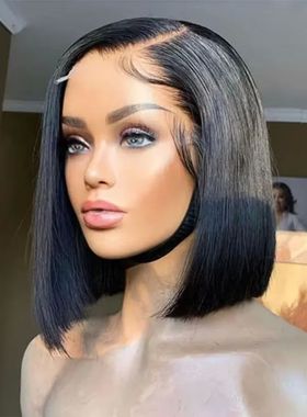 Short bob wig lace front human hair wig Straight 13x4 Fronta