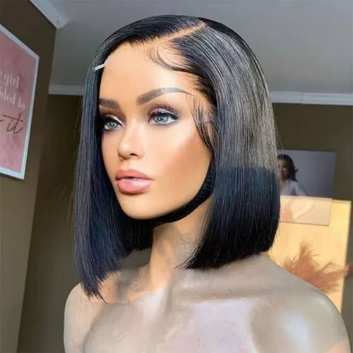 Short bob wig lace front human hair wig Straight 13x4 Fronta
