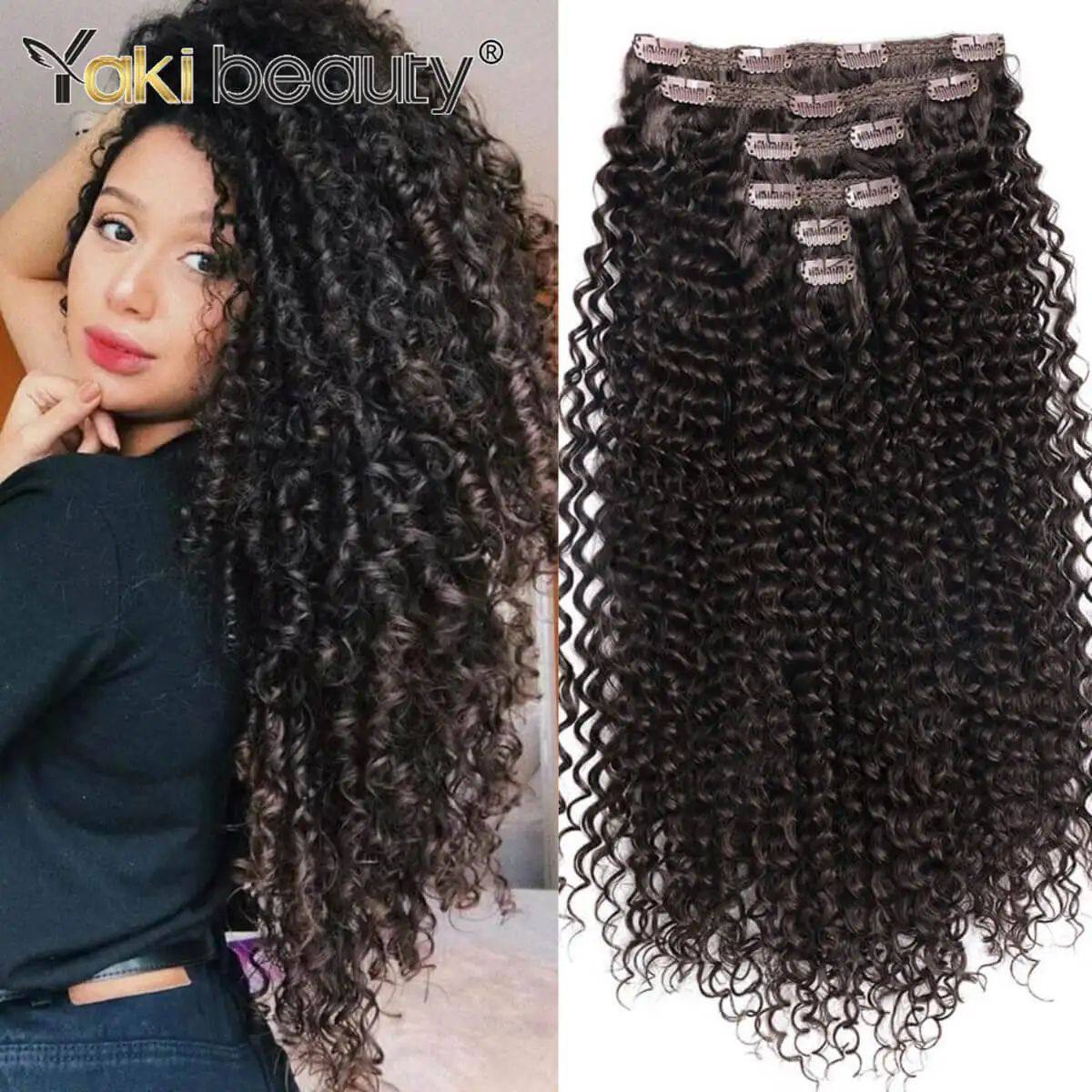 26'' Synthetic Jerry Curly Hair Extensions Double Weft 6PCS/