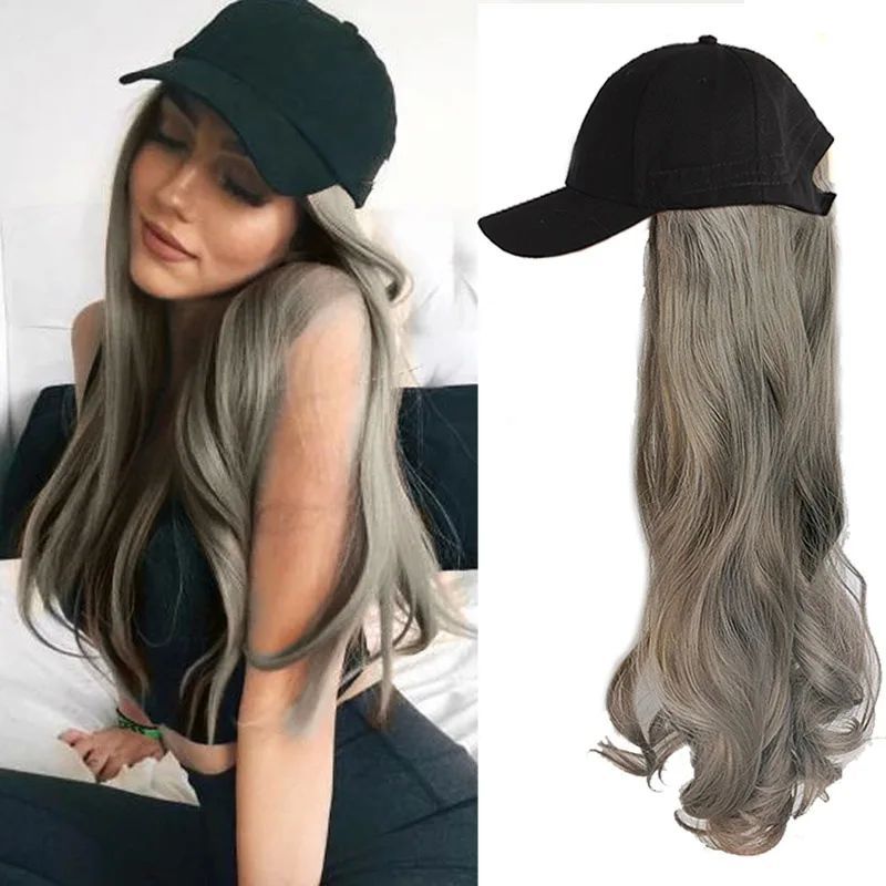 Duck cap wig cap one female long hair one piece wave synthet