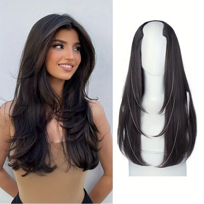 Synthetic Long Straight Hair Extensions 22 Inch Clip In Hair