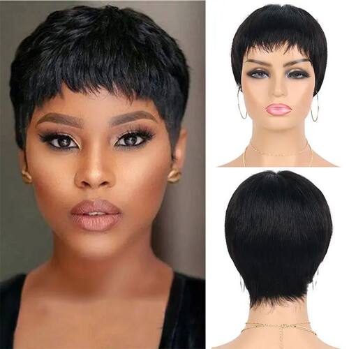 Short Human Hair Wigs with Bangs Short Pixie Wig Human Hair
