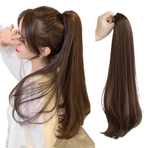 20Inch/50cm Synthetic Long Straight Grab Clip In Ponytail Ha