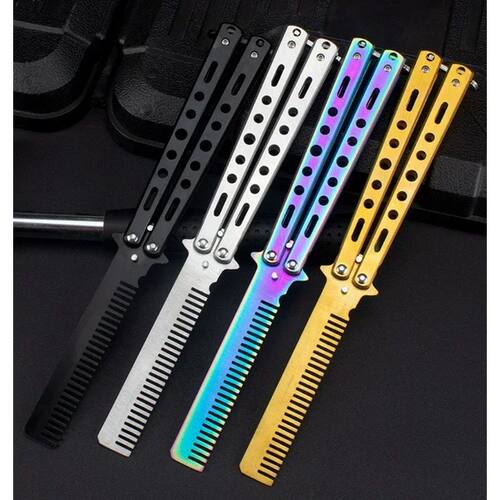 Foldable Comb Stainless Steel Practice Training Butterfly Kn