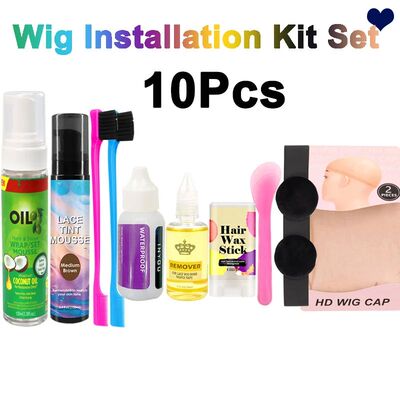 10Pcs Wig Installation Kit Set - Wrap Set Hair Mousse Lace T