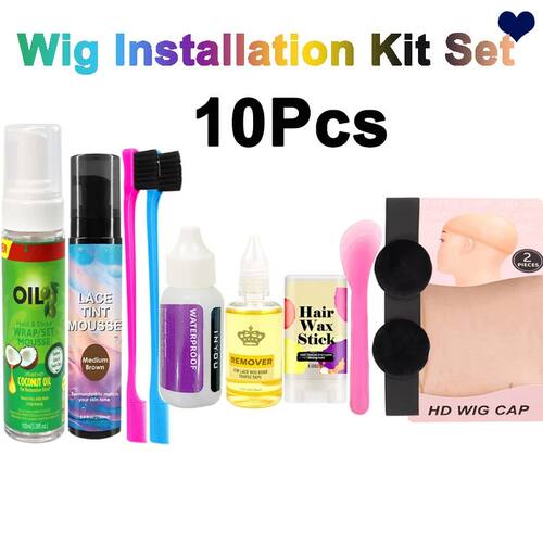 10Pcs Wig Installation Kit Set - Wrap Set Hair Mousse Lace T