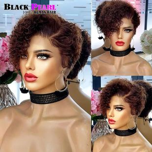 Short Bob Wig Pixie Cut Wig Curly Human Hair Wigs For Women