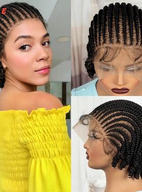 Short Cornrow Braided Bob Wigs Synthetic Full Lace Braided L
