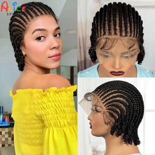 Short Cornrow Braided Bob Wigs Synthetic Full Lace Braided L