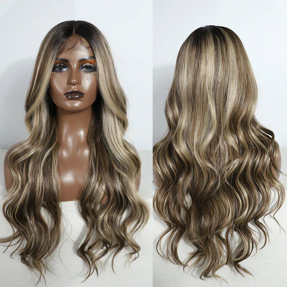 Synthetic Lace Frontal Wig For Women Cosplay Highlight Wig C