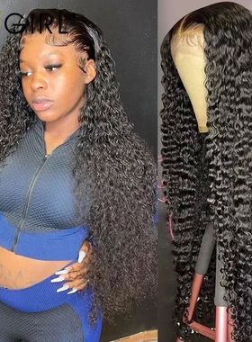 Wigirl 250% Deep Wave Frontal Wig 13x6 HD Lace Front Wig hum