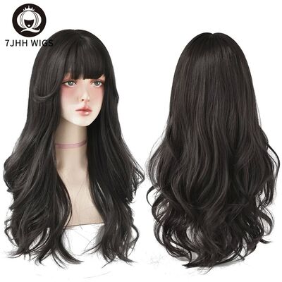 7JHH WIGS Popular Brown Ash Long Deep Wave Hair Lolita Wigs