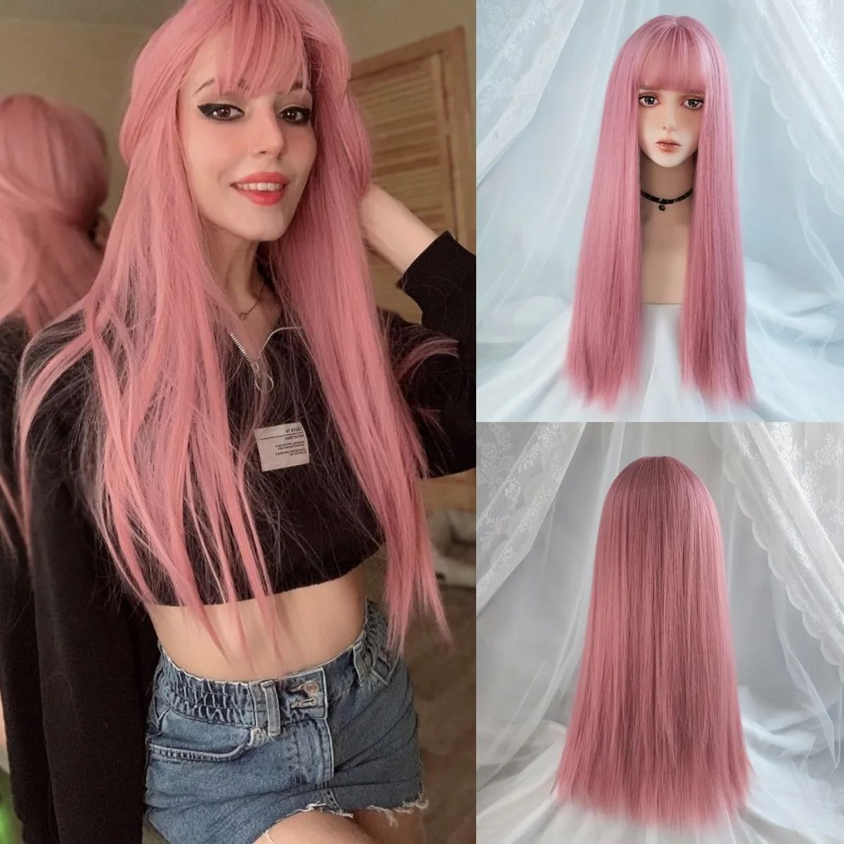 MSIWIGS Women's Synthetic Cosplay Lolita Wigs With Cut Bang