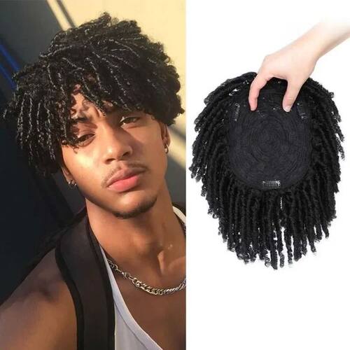 6 Inch Dreadlocks Synthetic Hair Topper Guleless Wig Toupee