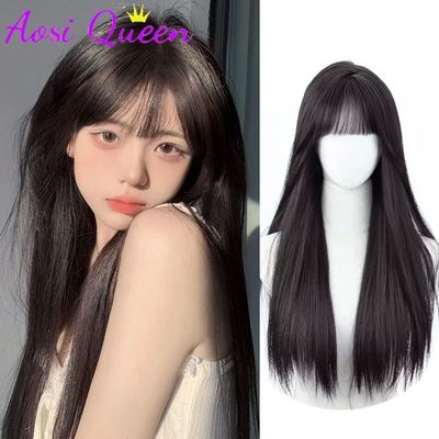AOSI Synthetic Wig Female Air Bangs Long Hair Lolita Long St