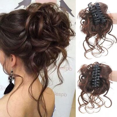 10inch Synthetic Hair Clip Messy Curly Faux Bun hair Clip To
