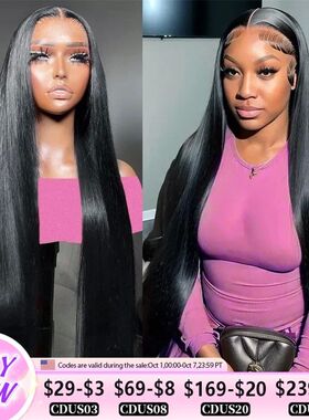 30 32Inch 13x4 13x6 Lace Front Human Hair Wigs Straight Tran