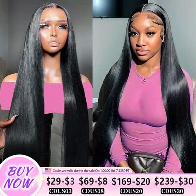 30 32Inch 13x4 13x6 Lace Front Human Hair Wigs Straight Tran