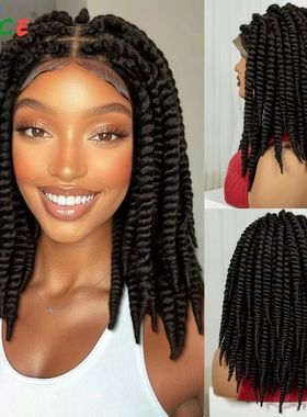 16 Inch Knotless Box Twist Braided Wigs HD Full Lace Braided