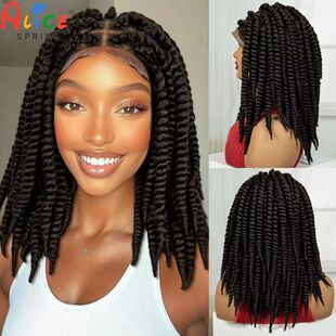 16 Inch Knotless Box Twist Braided Wigs HD Full Lace Braided