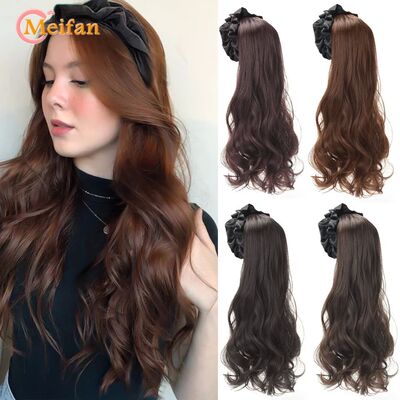 MEIFAN Long Wavy Curly U-shaped With HairBand Synthetic Natu