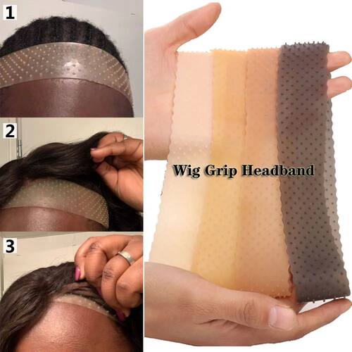 Non Slip Silicone Wig Grip Headband Transparent Black Brown
