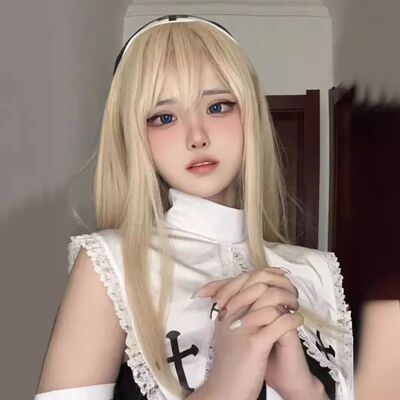 Blonde Synthetic Wig Ladies Long Straight Hair Fluffy Air Ba