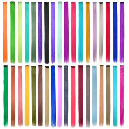 10PCS/Pack Colored Party Highlights Clip in Hair Extensions
