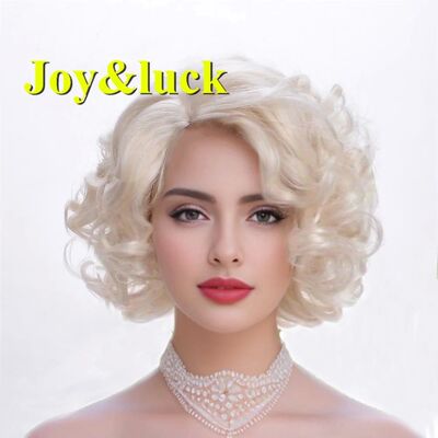 Short Blonde Wig Natural Curly Wigs Blond Synthetic  Wig Or