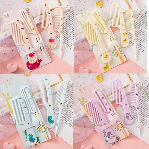 2Pcs/Set Cute Kids Hairdressing Comb Tail Comb for Girls Wha