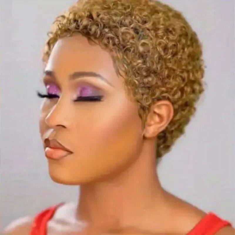 Short Curly Pixie Cut Wig Human Hair Wig for Black Women Hum