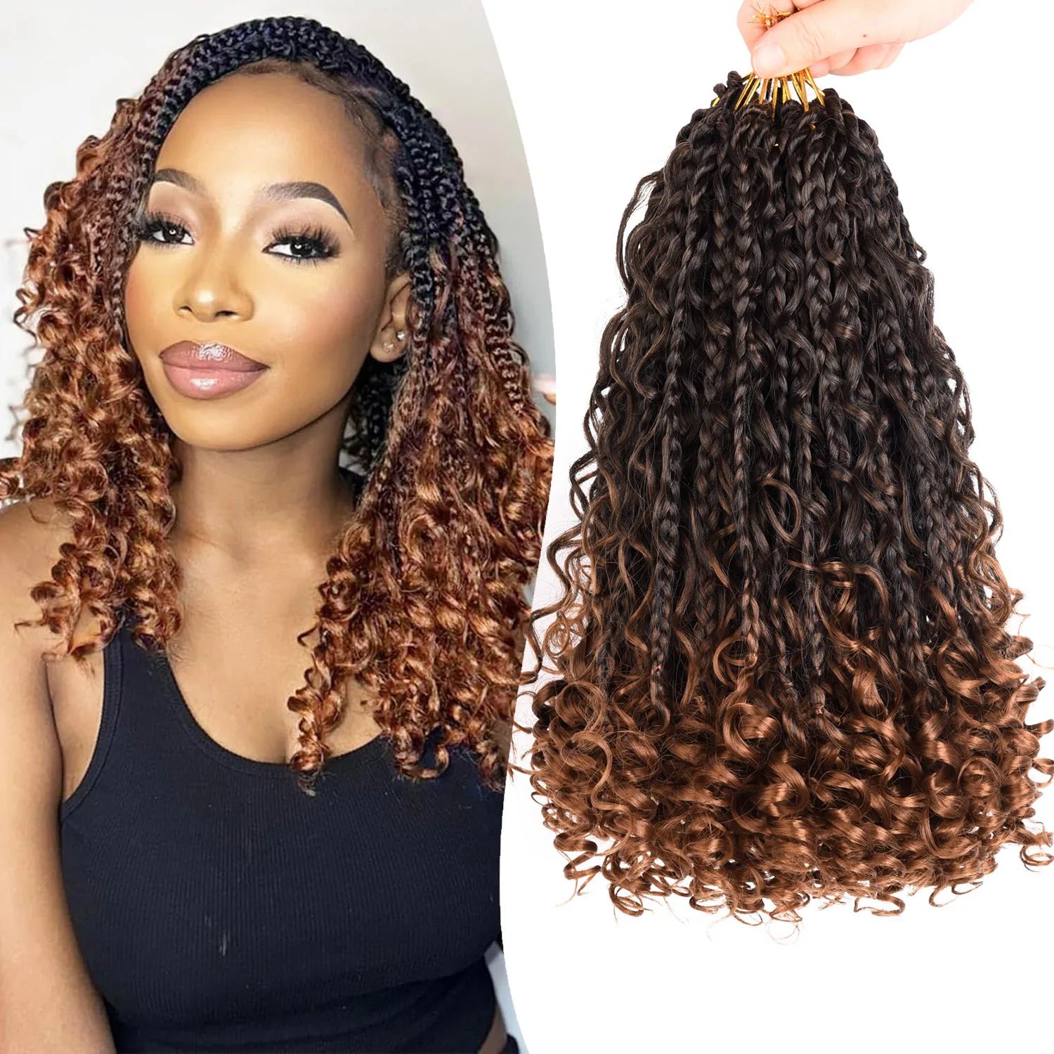 8 Packs Synthetic 12 Inch Goddess Box Braids Crochet Hair Bo