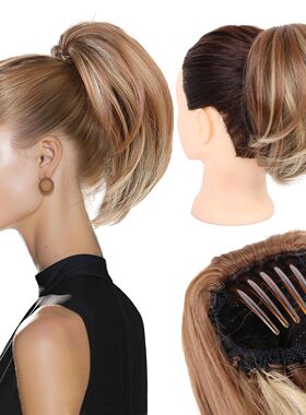 Synthetic Hair Bun Hairpiece Fully Short Ponytail Bun Brown