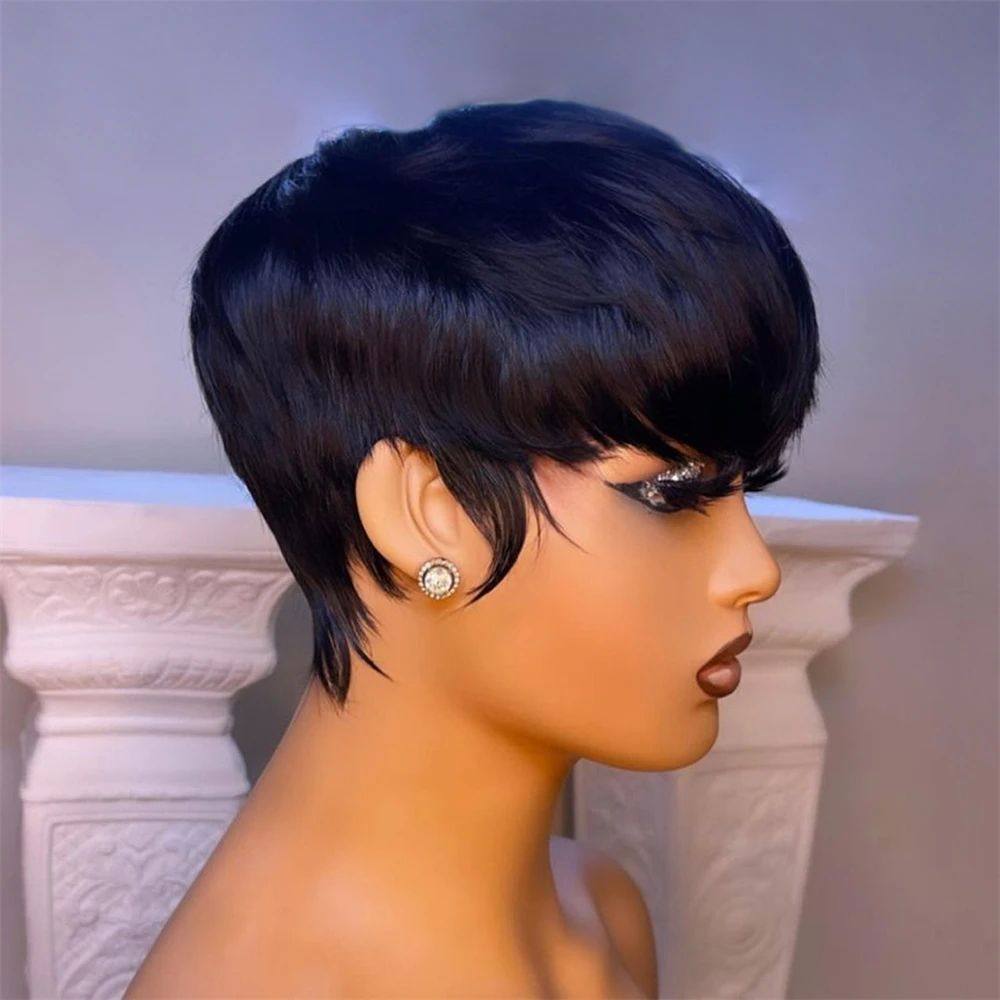 Short Straight Bob Wig Pixie Cut Wig Human Hair For Black Wo