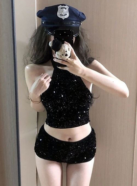 TYST亮片短裤辣妹女团性感亮片吊带修身背心演出服套装高腰热裤