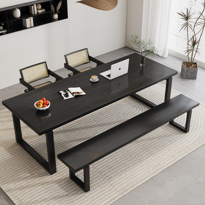 侘寂风白蜡木莫比恩餐桌实木书桌