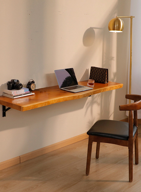 墙上折叠桌餐桌实木书桌悬挂桌墙壁电脑桌小户型桌板壁挂简易吧台